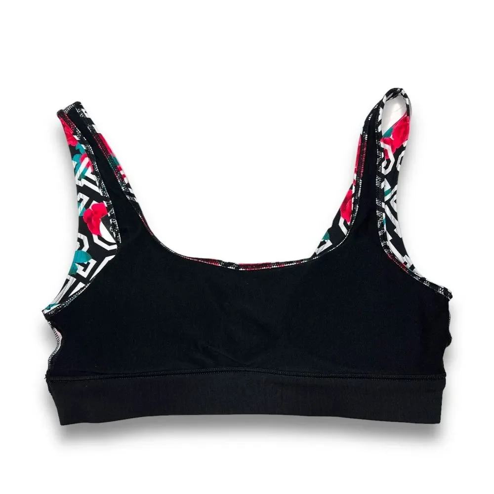Victorias Secret Pink Ultimate Sport Bra M Logo Floral Print Light Support Black